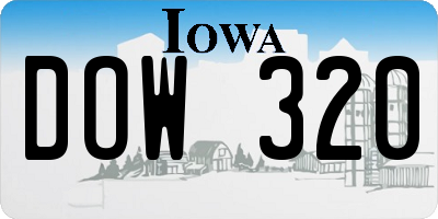 IA license plate DOW320