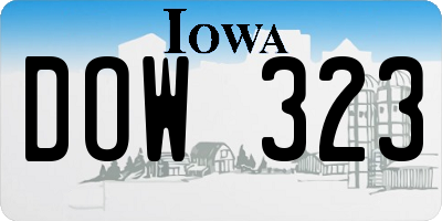 IA license plate DOW323