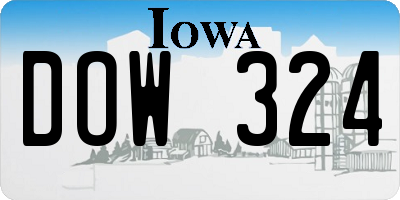 IA license plate DOW324
