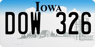 IA license plate DOW326