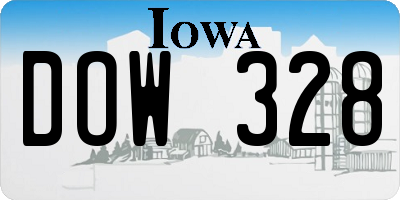 IA license plate DOW328