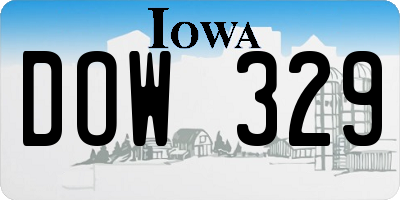 IA license plate DOW329