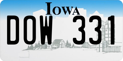 IA license plate DOW331