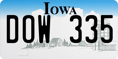 IA license plate DOW335