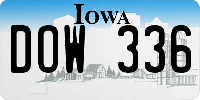 IA license plate DOW336
