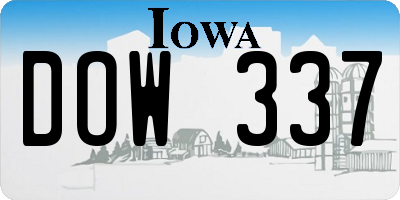 IA license plate DOW337
