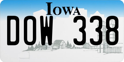 IA license plate DOW338