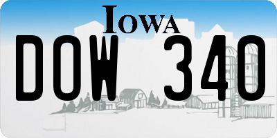 IA license plate DOW340