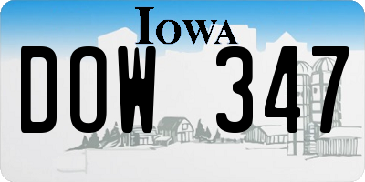 IA license plate DOW347