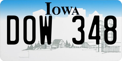 IA license plate DOW348
