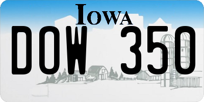 IA license plate DOW350