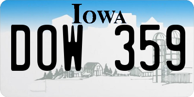 IA license plate DOW359