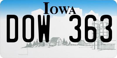 IA license plate DOW363