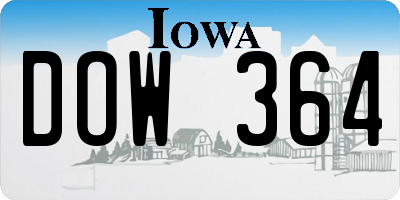 IA license plate DOW364