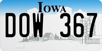 IA license plate DOW367
