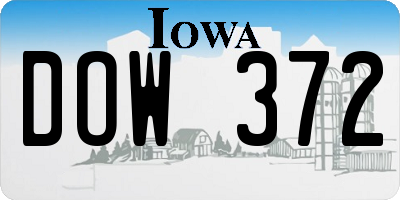 IA license plate DOW372
