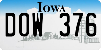 IA license plate DOW376