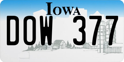 IA license plate DOW377