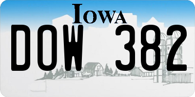 IA license plate DOW382