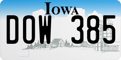 IA license plate DOW385