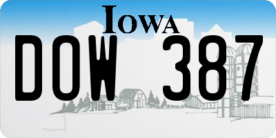 IA license plate DOW387