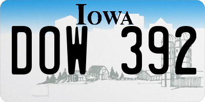 IA license plate DOW392