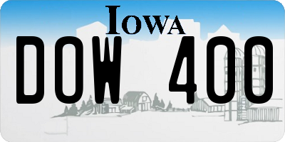 IA license plate DOW400