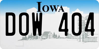 IA license plate DOW404