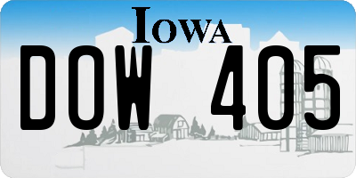 IA license plate DOW405