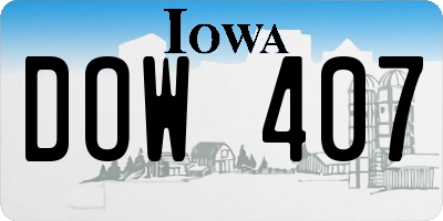 IA license plate DOW407