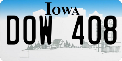 IA license plate DOW408