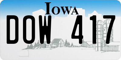 IA license plate DOW417