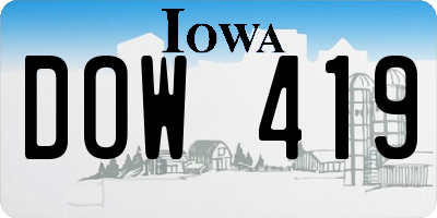 IA license plate DOW419