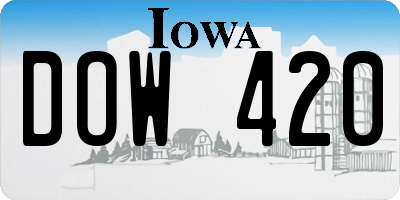 IA license plate DOW420