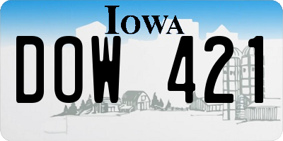 IA license plate DOW421