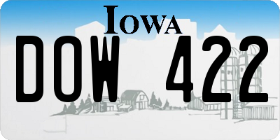 IA license plate DOW422