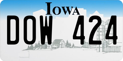 IA license plate DOW424