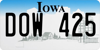 IA license plate DOW425