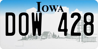 IA license plate DOW428