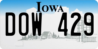 IA license plate DOW429
