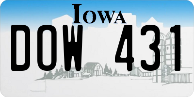 IA license plate DOW431