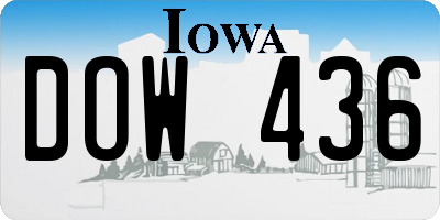 IA license plate DOW436