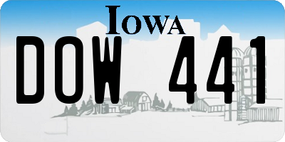 IA license plate DOW441