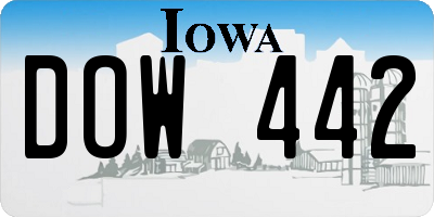 IA license plate DOW442