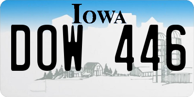 IA license plate DOW446