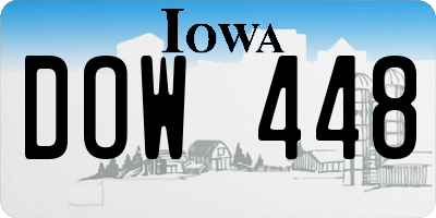 IA license plate DOW448