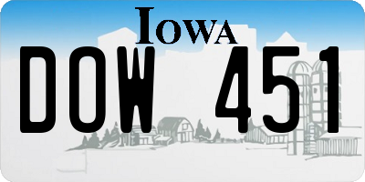 IA license plate DOW451