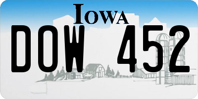 IA license plate DOW452