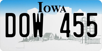 IA license plate DOW455