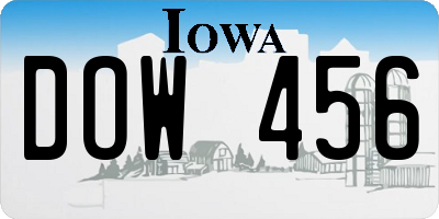 IA license plate DOW456